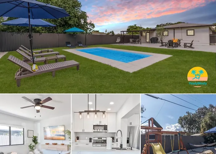 Near Beach Family Escape Heated Pool Fire Pit Bbq